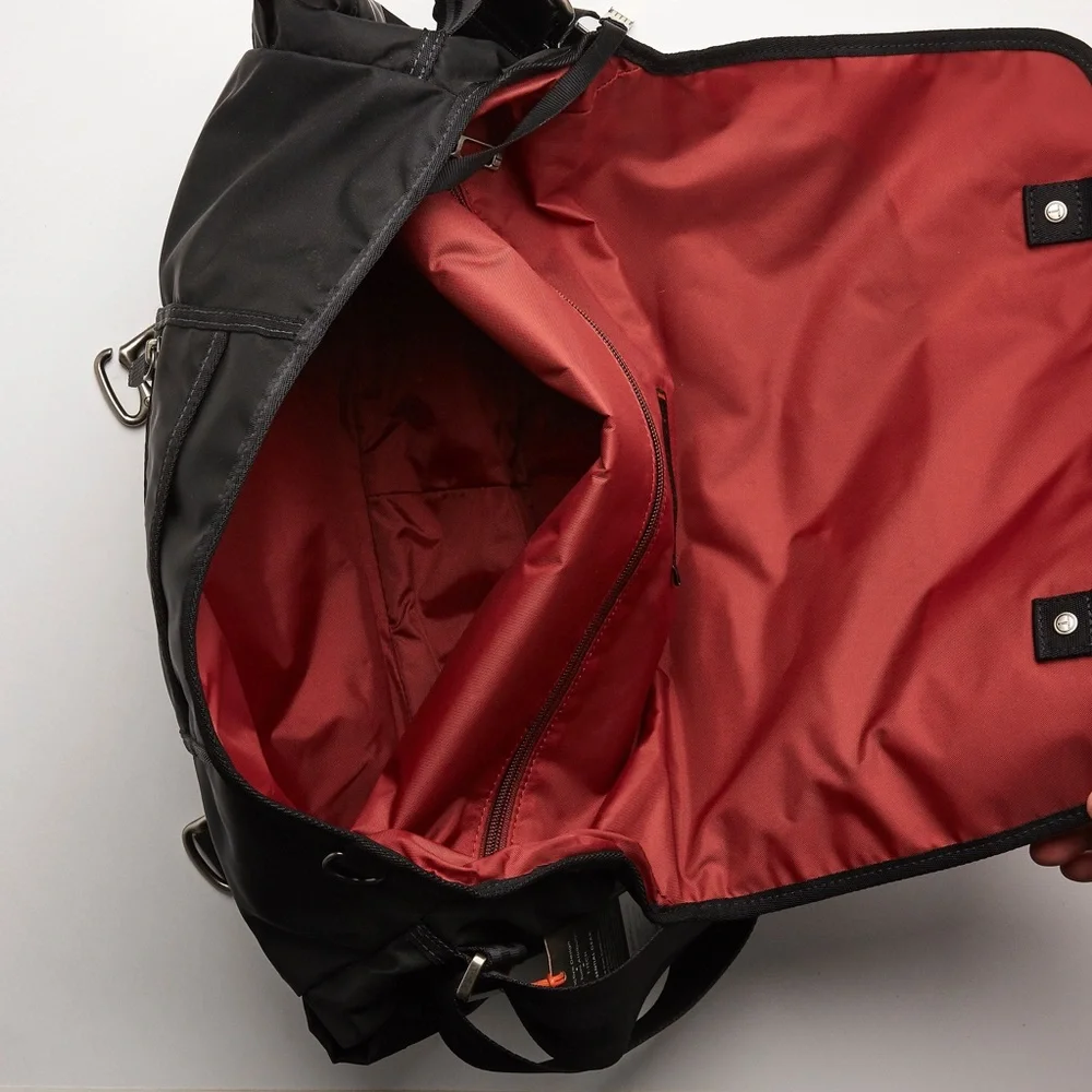 Tumi Black Messenger Bag with Red Accent